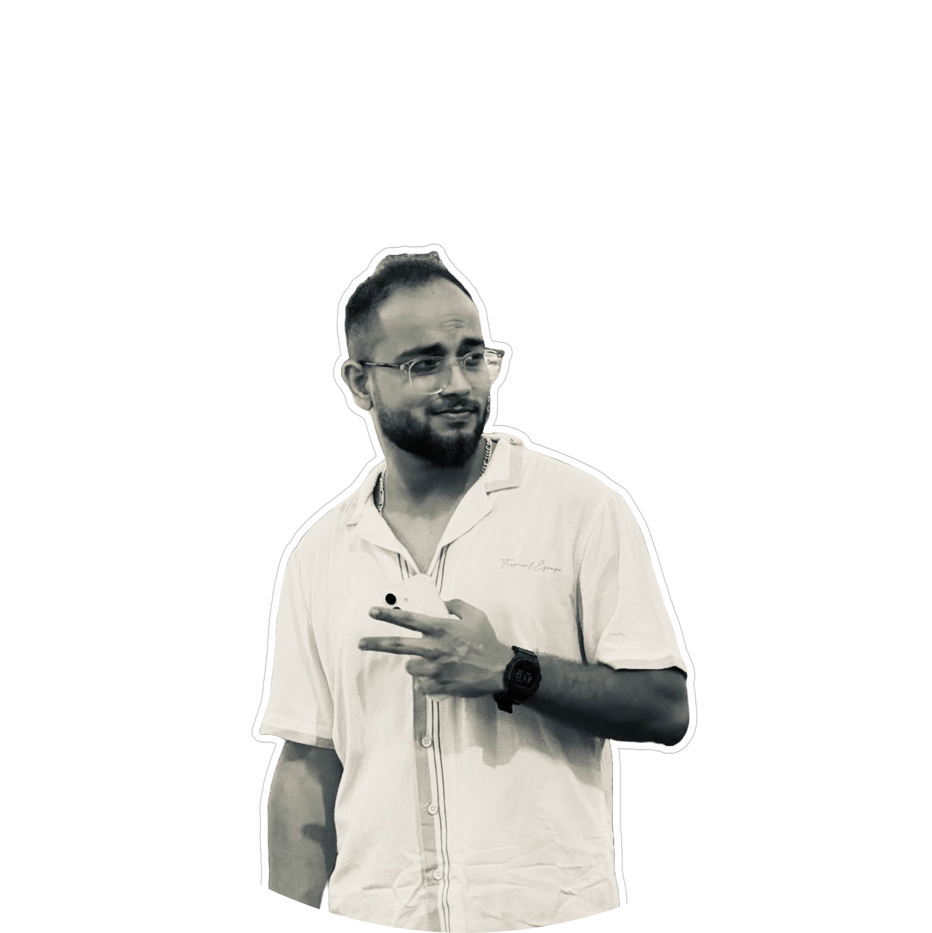 Photographer with examples of photos